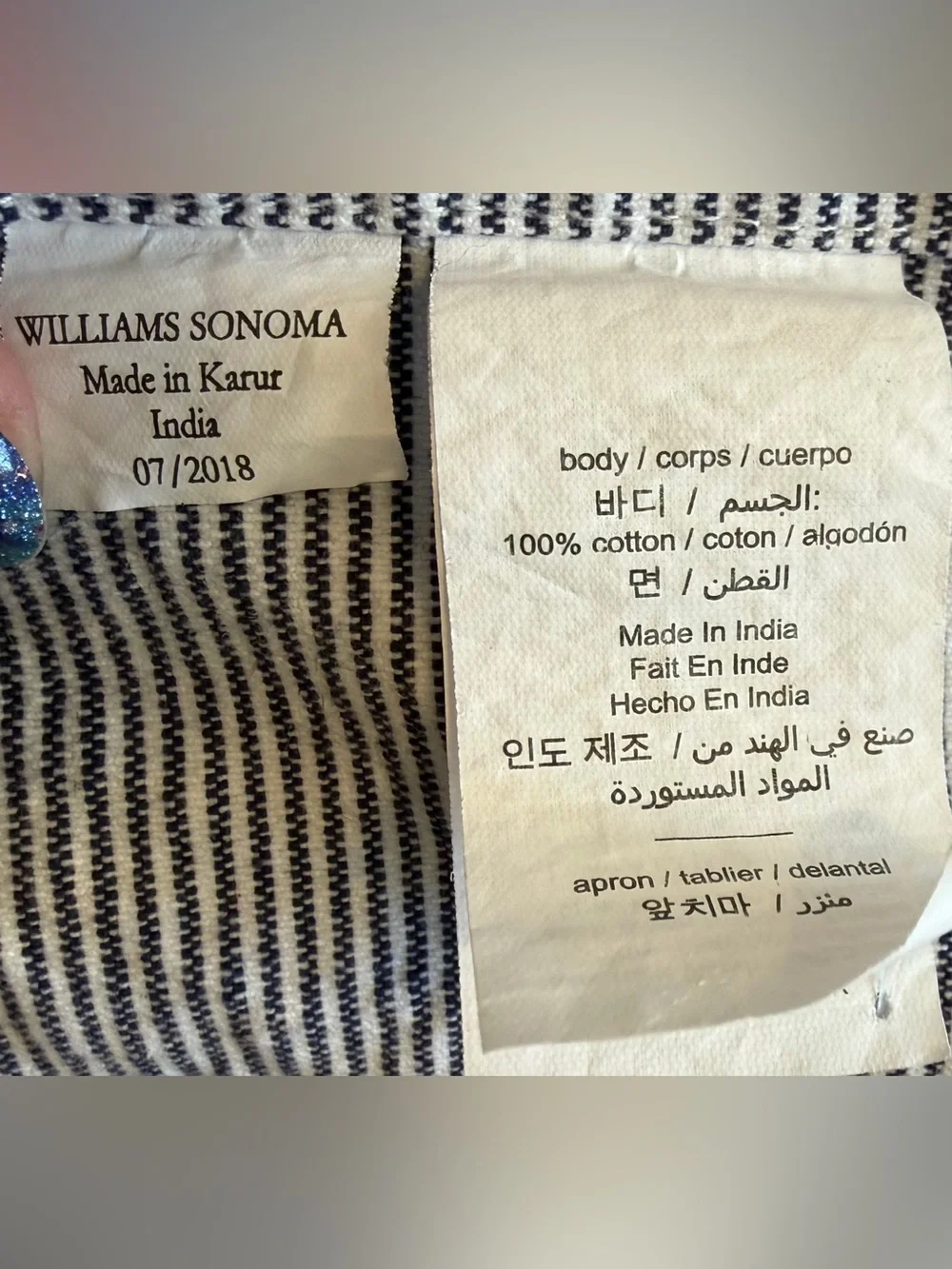 Children’s Williams Sonoma Bay Blue & White Stripe Cotton Apron